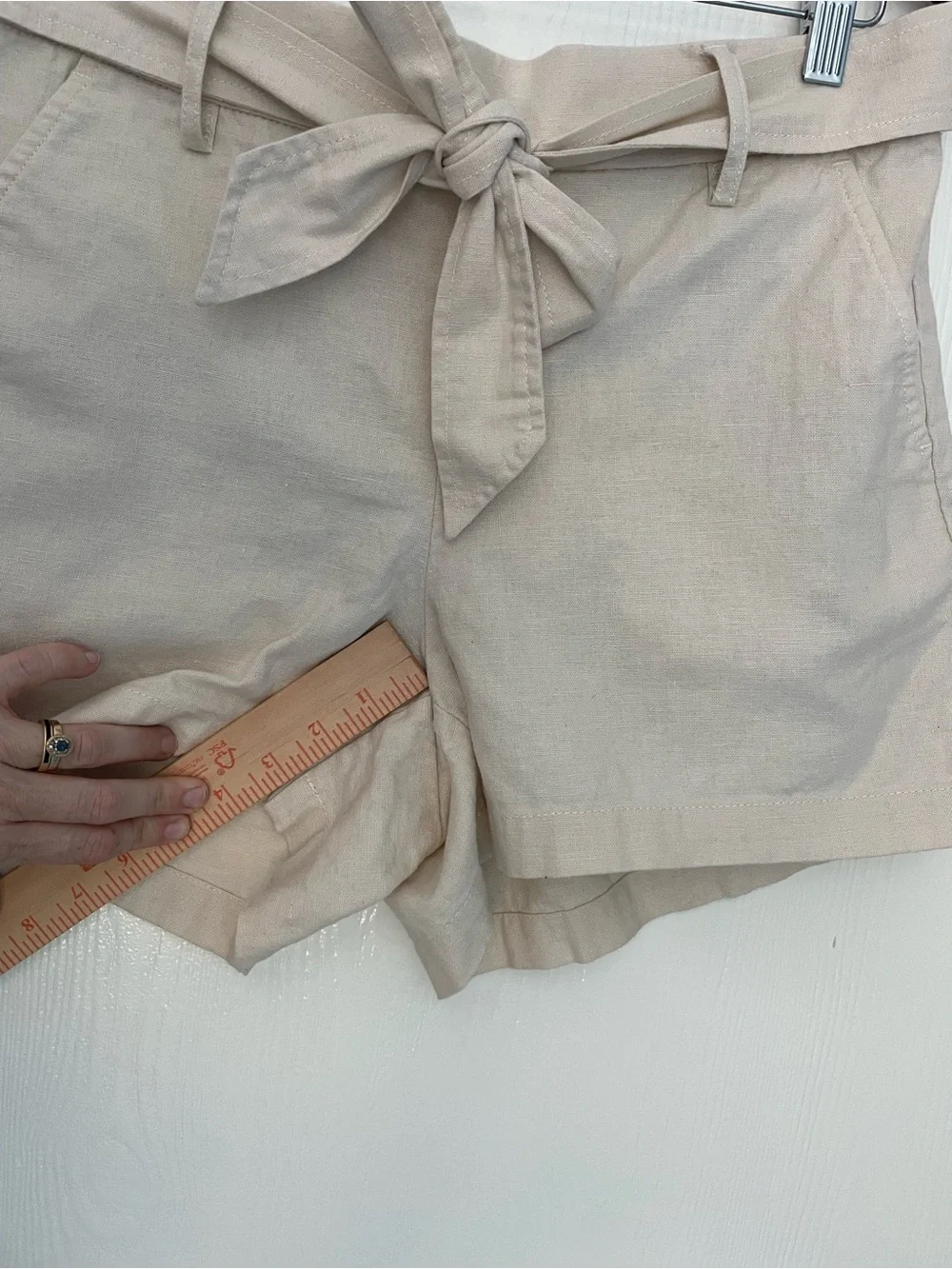J.Crew Linen Cotton Tie Waist Shorts Natural Beige Size 10